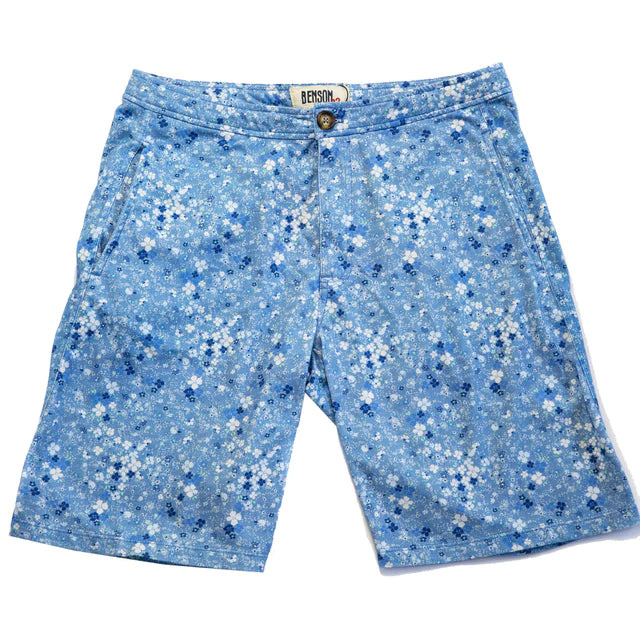 Eagle Print Stretch Short: Lt Blue