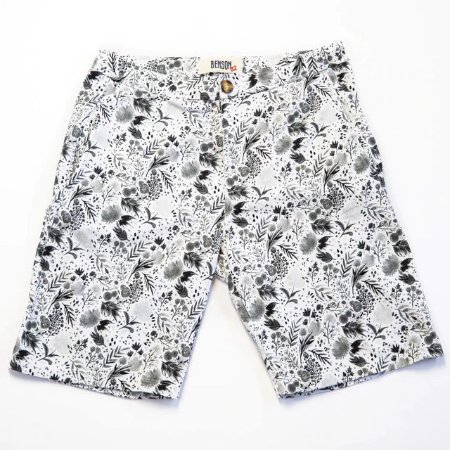 Eagle Print Stretch Short: White