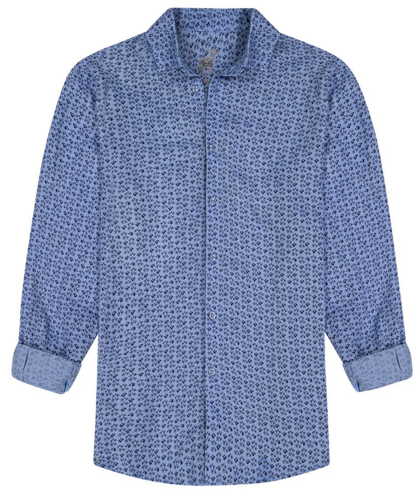 Floral Linen Shirt L/S: Water
