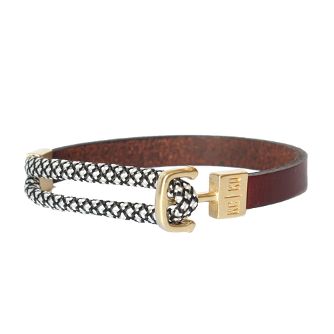 Single Wrap Leather & Cord Bracelet: Diamond