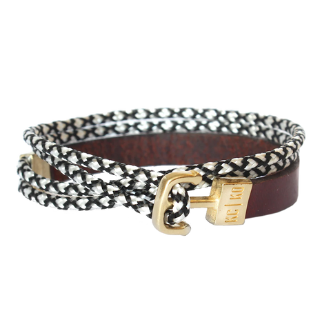 Double Wrap Leather & Cord Bracelet: Diamond