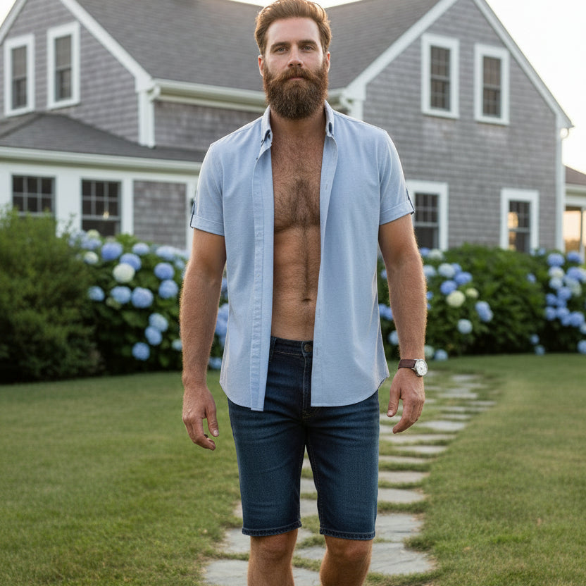 Tobias Knit Button Down S/S: Sky