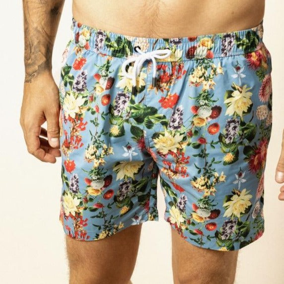 Maui Print Swim: Hibiscus Blue
