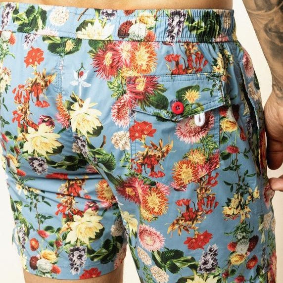 Maui Print Swim: Hibiscus Blue