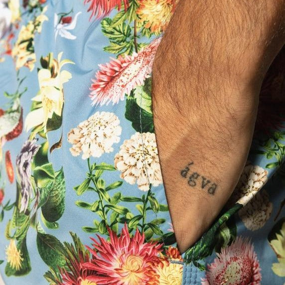 Maui Print Swim: Hibiscus Blue