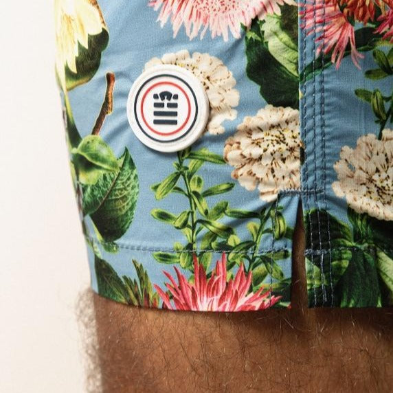 Maui Print Swim: Hibiscus Blue