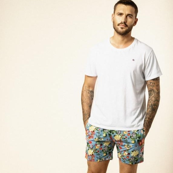 Maui Print Swim: Hibiscus Blue