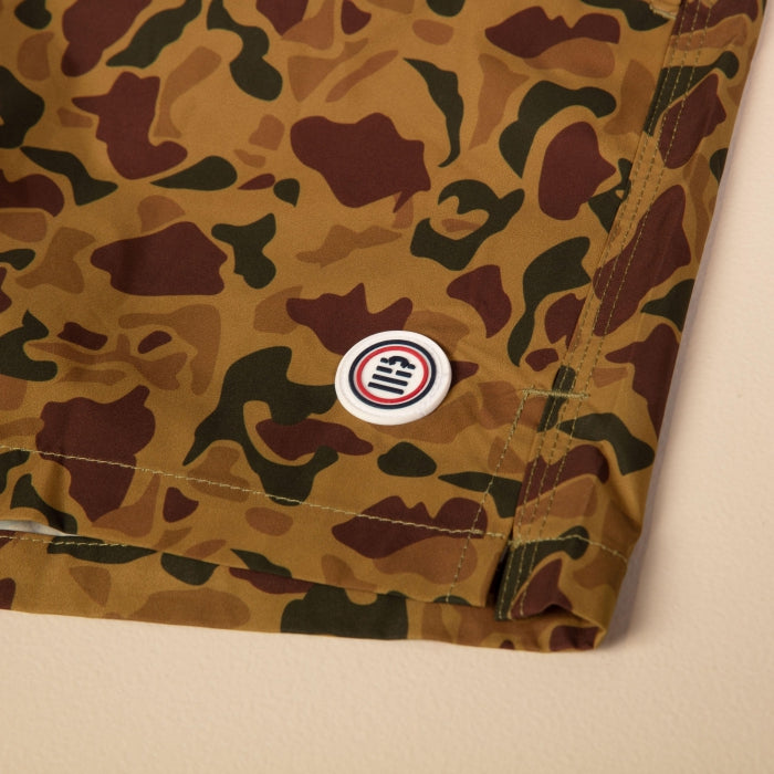 Camo Print Swim Trunk: Tan