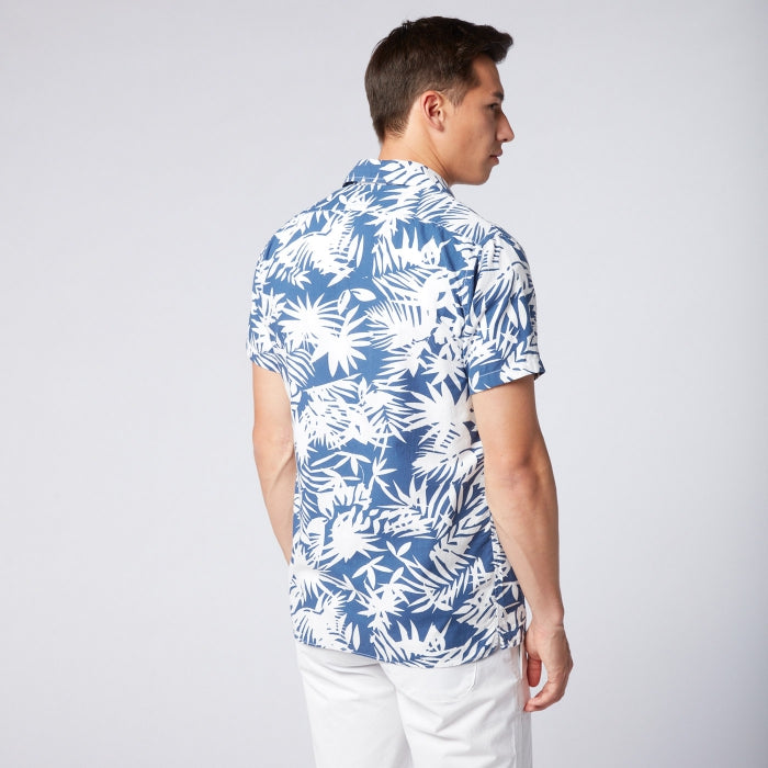 Fancy Jungle Print Shirt S/S: Indigo