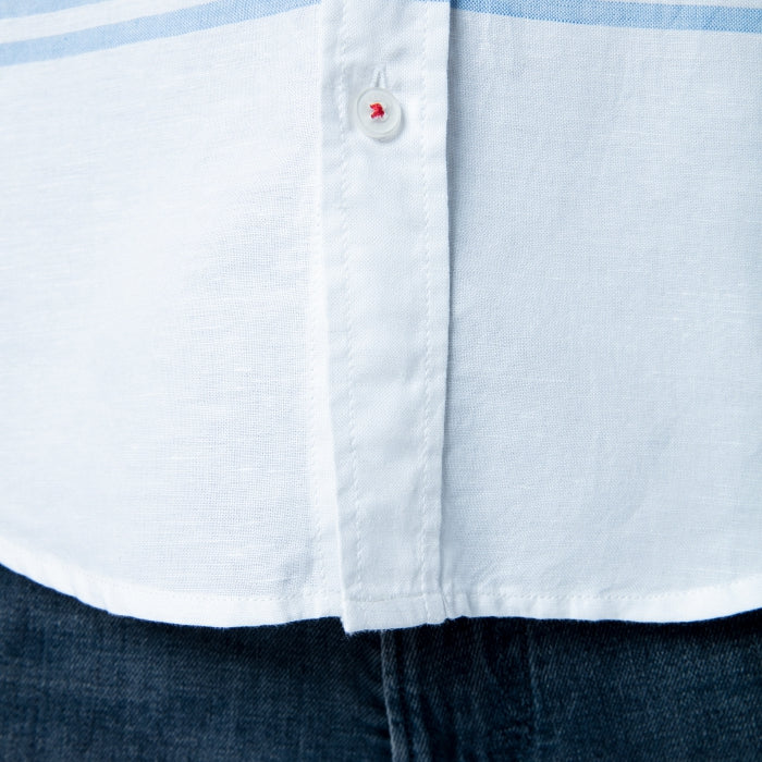 Asymmetrical Stripe Shirt S/S: White