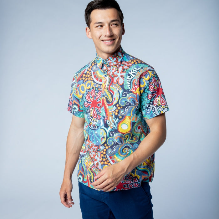 Pop Art Print Shirt S/S: Blue