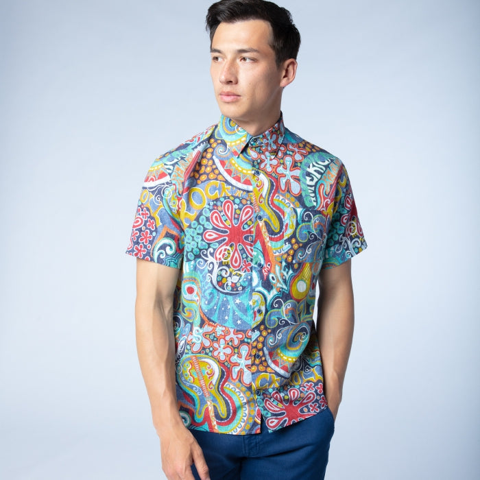 Pop Art Print Shirt S/S: Blue