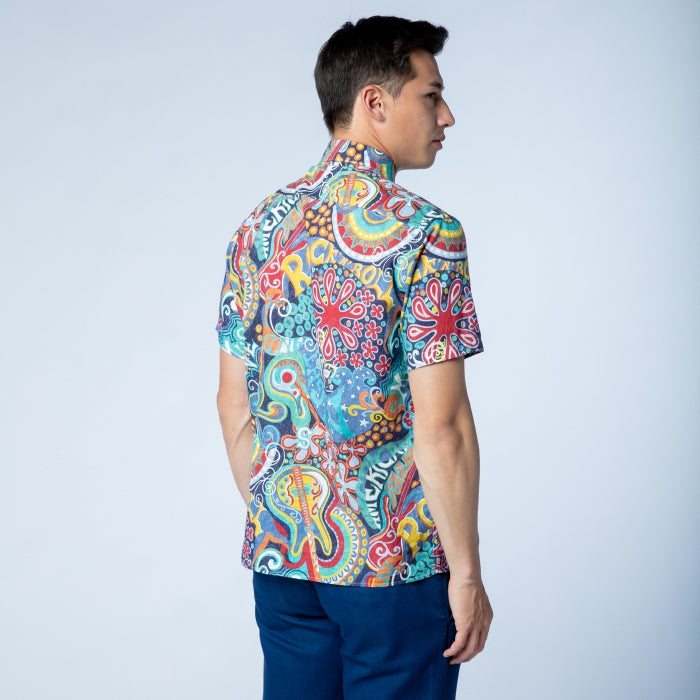 Pop Art Print Shirt S/S: Blue