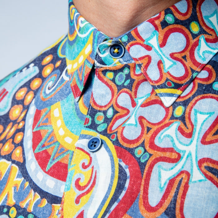 Pop Art Print Shirt S/S: Blue