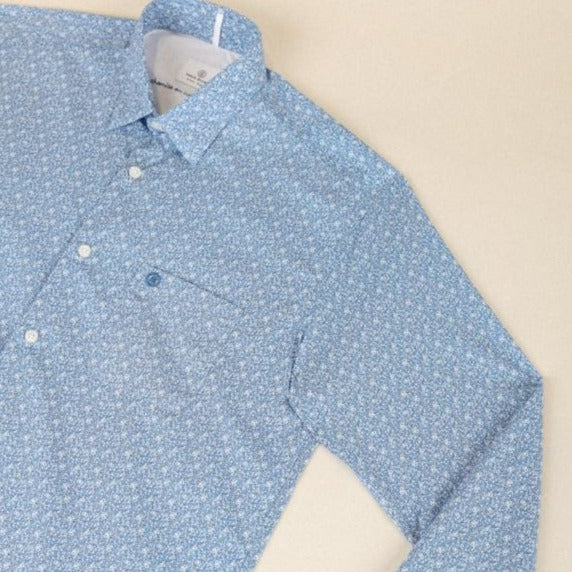 Printed Poplin Shirt L/S: Blue