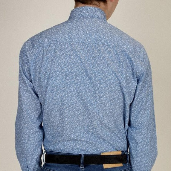 Printed Poplin Shirt L/S: Blue