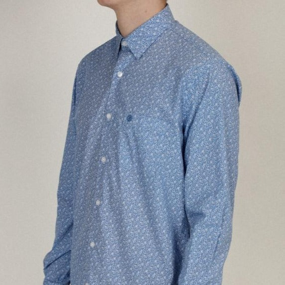 Printed Poplin Shirt L/S: Blue