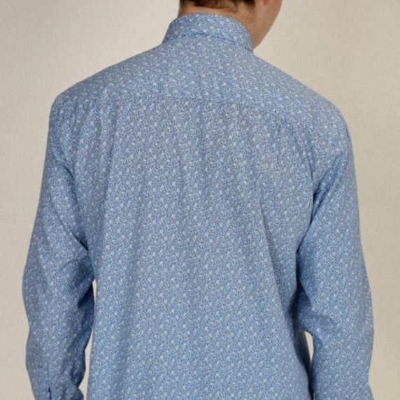 Printed Poplin Shirt L/S: Blue