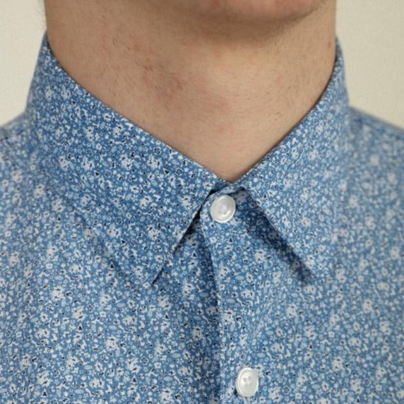 Printed Poplin Shirt L/S: Blue