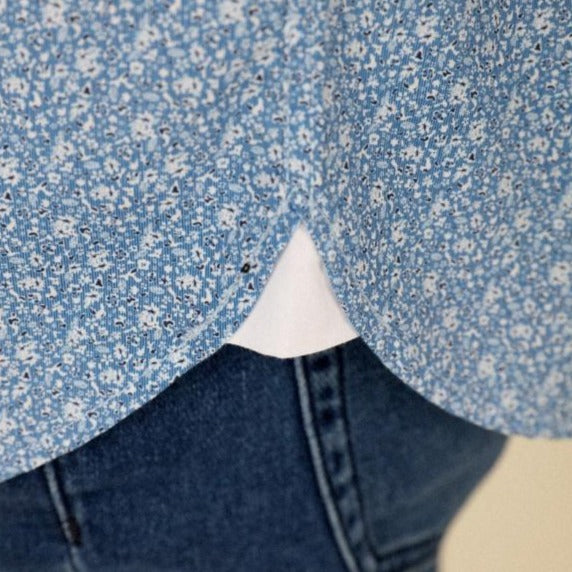 Printed Poplin Shirt L/S: Blue