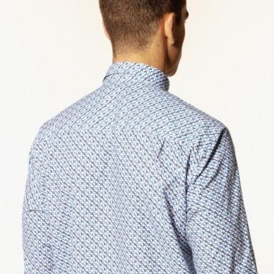 Graphic Print Poplin Shirt L/S: Blue