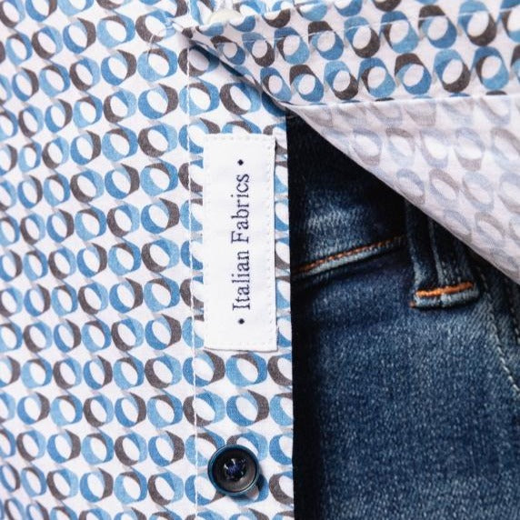 Graphic Print Poplin Shirt L/S: Blue