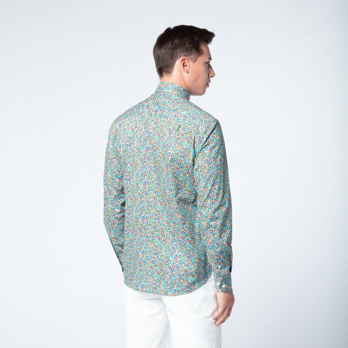 Fitted Floral Shirt L/S: Navy