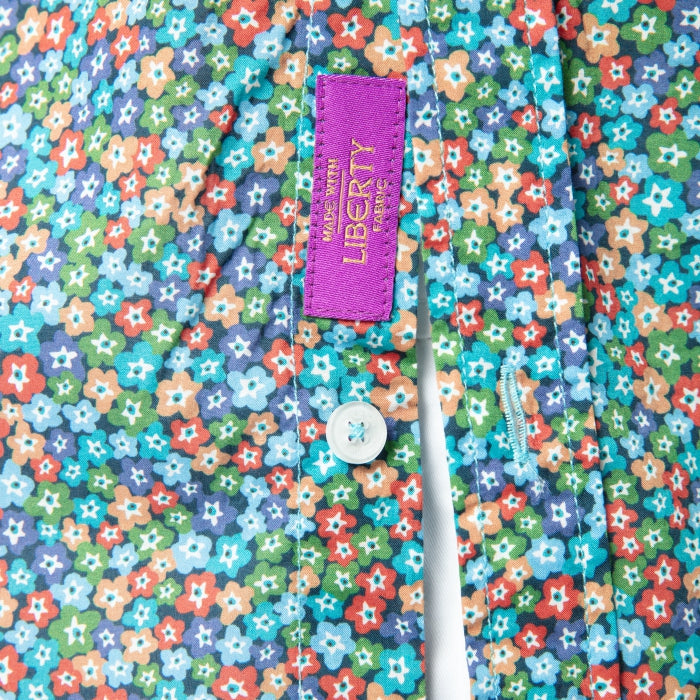 Fitted Floral Shirt L/S: Navy