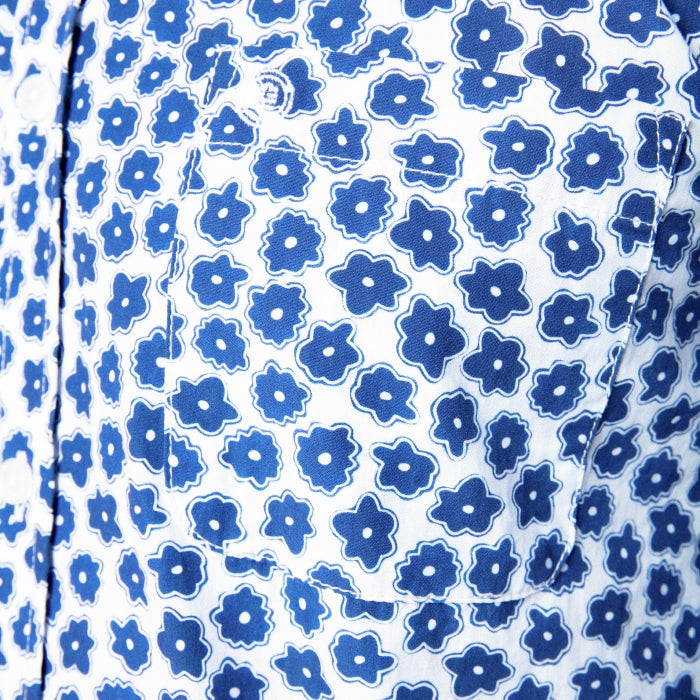 Flower Pattern Shirt L/S: Navy