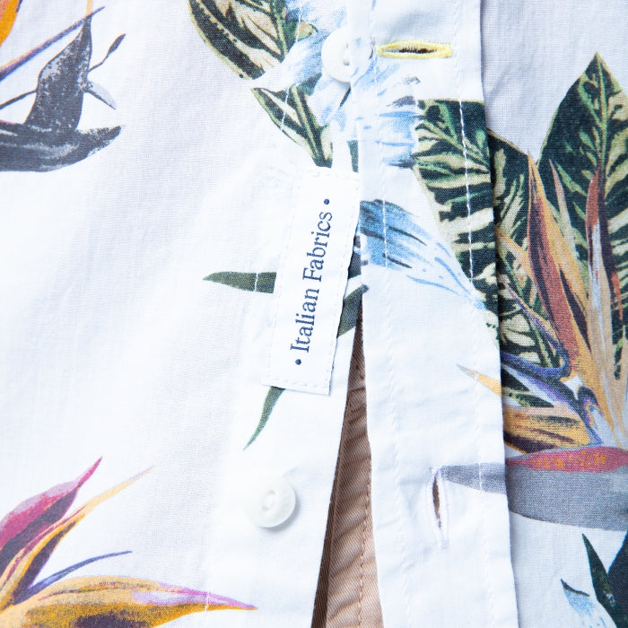 Tropical Floral Print Shirt L/S: White