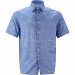 Tonal Tropical Flora Shirt S/S:Azure