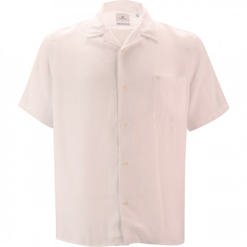 Camp Collar Solid Shirt S/S: White
