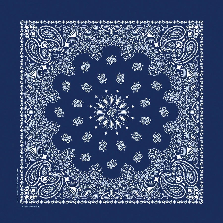 Bandanna 22": Navy Paisley