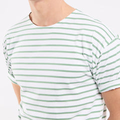 Brenton Striped Shirt S/S: White/Ivy
