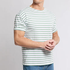 Brenton Striped Shirt S/S: White/Ivy