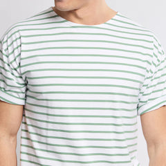 Brenton Striped Shirt S/S: White/Ivy
