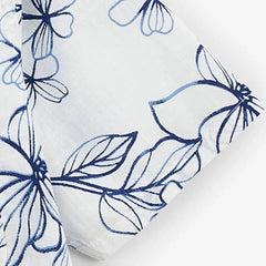 Flower Print Shirt S/S: Azure