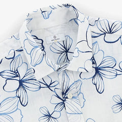 Flower Print Shirt S/S: Azure