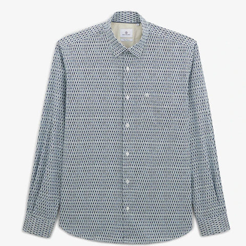 Tribal Print Shirt L/S: Naval Blue