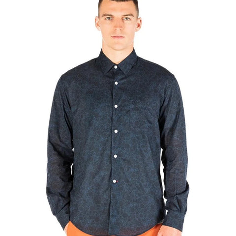 Tonal Bloom Print Shirt L/S: Dark Blue