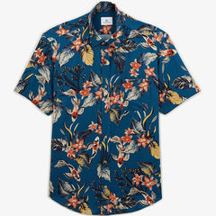 Koi Fish Print Shirt S/S: Blue