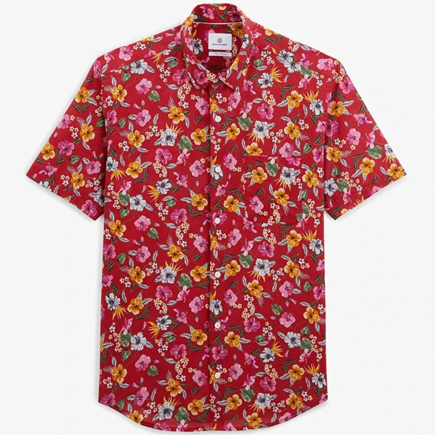 Repeat Hibiscus Flower Shirt S/S: Red
