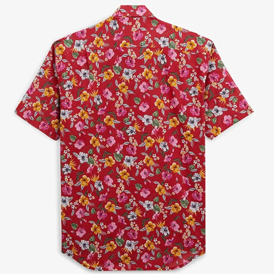 Repeat Hibiscus Flower Shirt S/S: Red