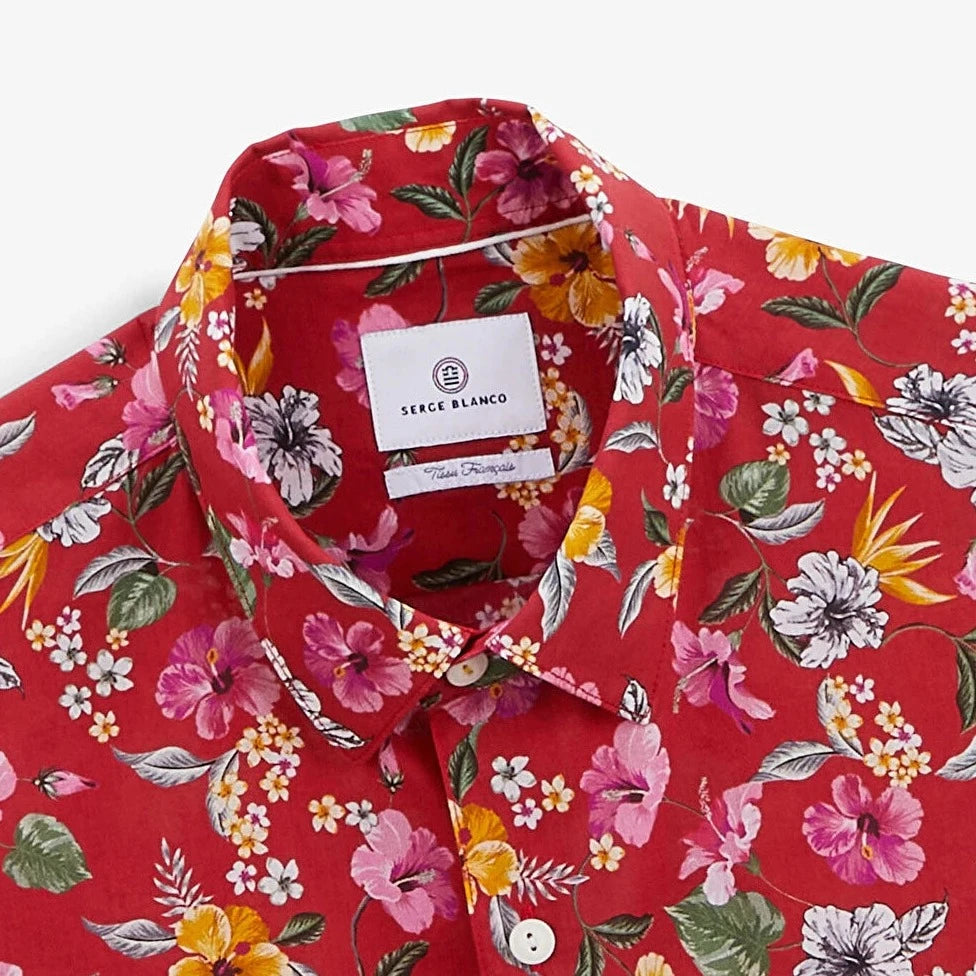 Repeat Hibiscus Flower Shirt S/S: Red