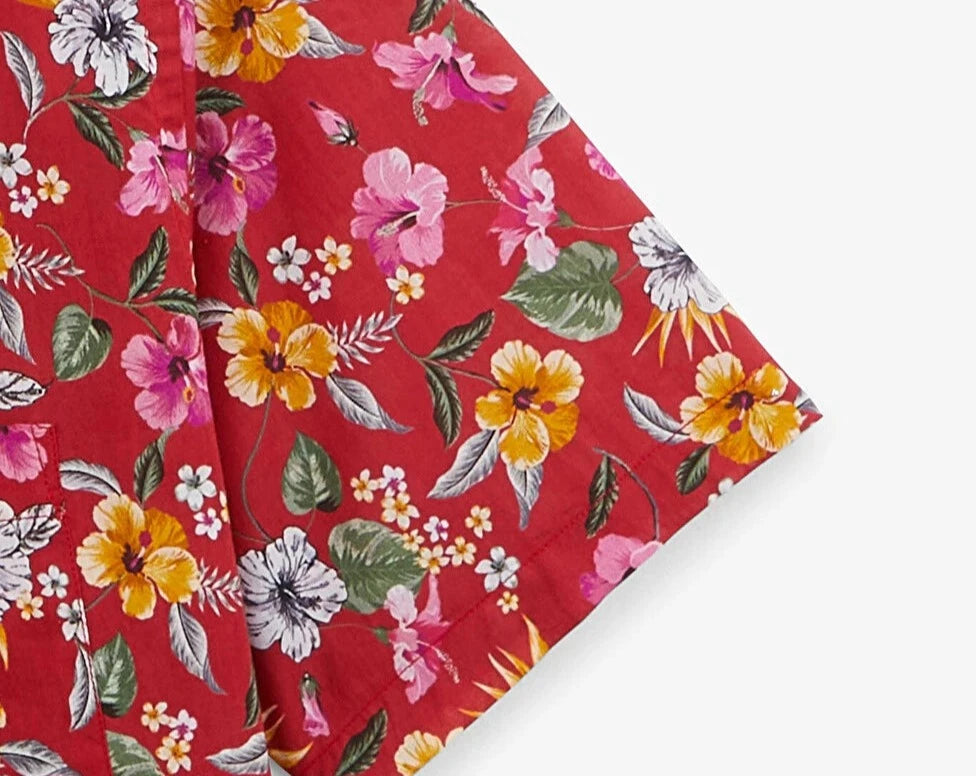 Repeat Hibiscus Flower Shirt S/S: Red