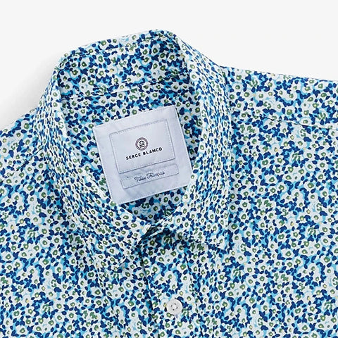 Repeat Flower Print Shirt S/S: Blue