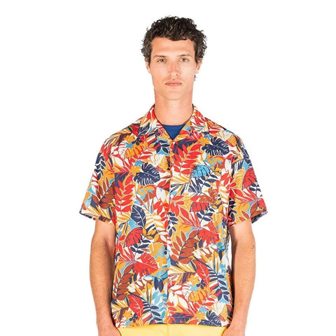 Tropical Leaf Camp Shirt S/S:Apricot