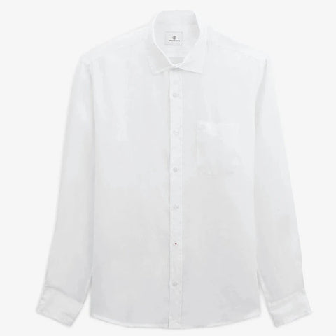 Solid Linen Shirt L/S: White
