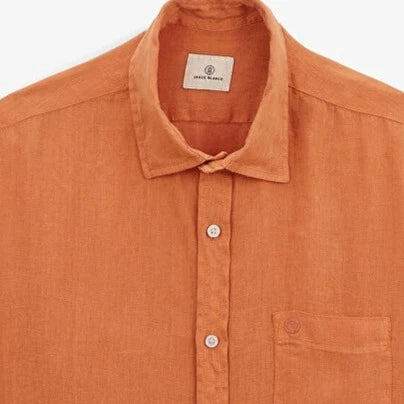 Solid Linen Shirt S/S: Orange