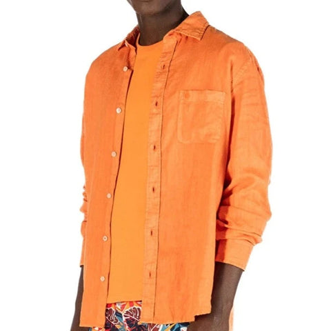 Solid Linen Shirt L/S: Orange